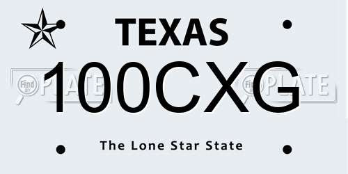 100CXG Texas License Plate