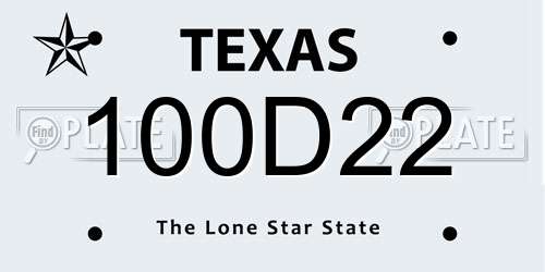 100D22 Texas License Plate
