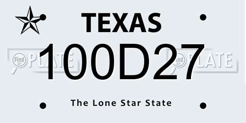 100D27 Texas License Plate