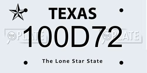 100D72 Texas License Plate