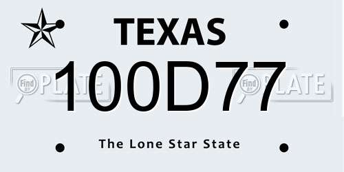 100D77 Texas License Plate