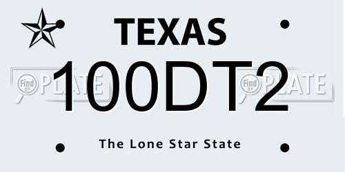 100DT2 Texas License Plate