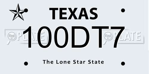 100DT7 Texas License Plate