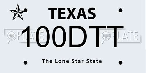 100DTT Texas License Plate