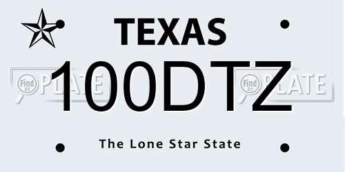 100DTZ Texas License Plate