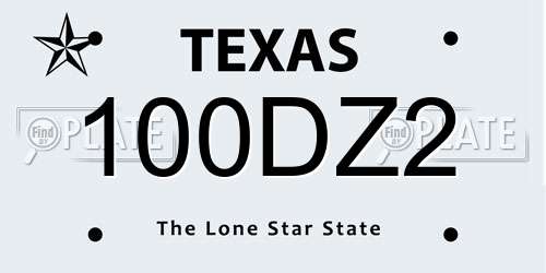 100DZ2 Texas License Plate