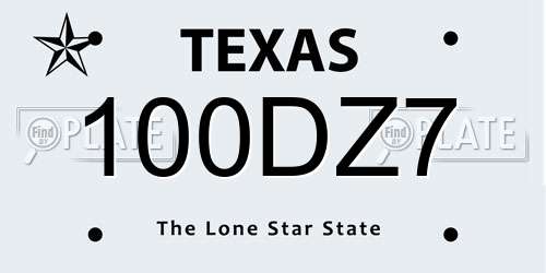100DZ7 Texas License Plate