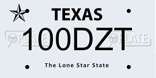 100DZT Texas License Plate