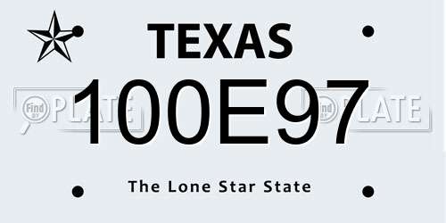 100E97 Texas License Plate