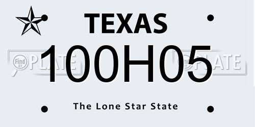 100H05 Texas License Plate