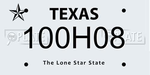 100H08 Texas License Plate