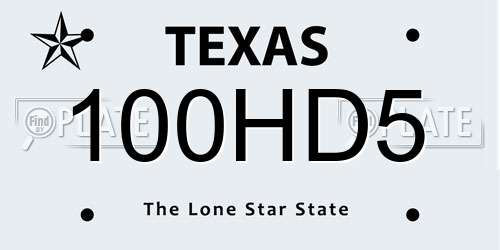 100HD5 Texas License Plate