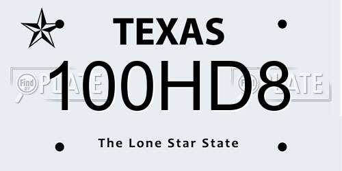100HD8 Texas License Plate