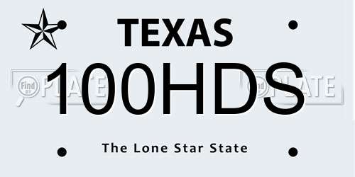 100HDS Texas License Plate