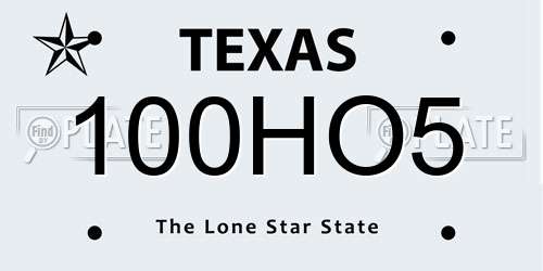 100HO5 Texas License Plate