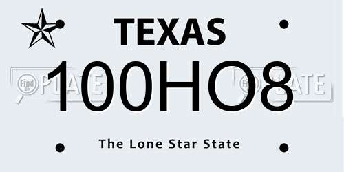 100HO8 Texas License Plate