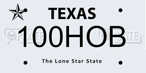 100HOB Texas License Plate