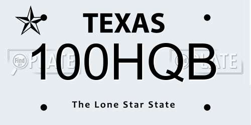 100HQB Texas License Plate