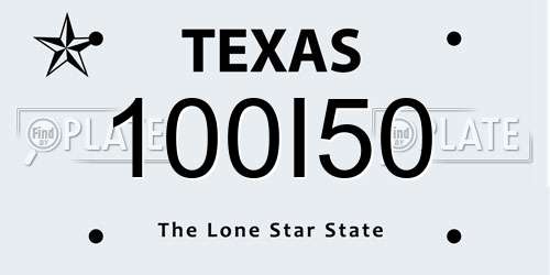 100I50 Texas License Plate