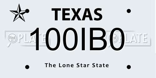 100IB0 Texas License Plate