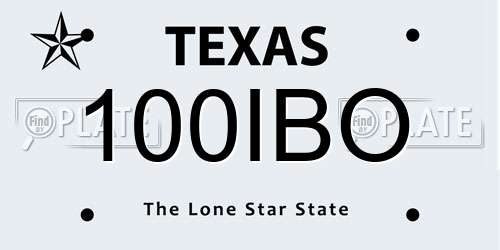 100IBO Texas License Plate