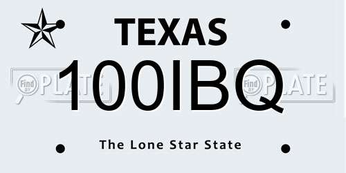 100IBQ Texas License Plate