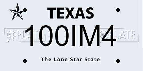 100IM4 Texas License Plate