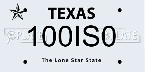 100IS0 Texas License Plate