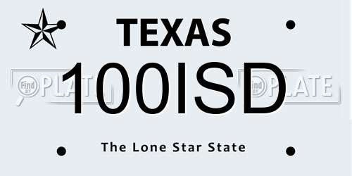 100ISD Texas License Plate