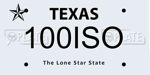 100ISO Texas License Plate