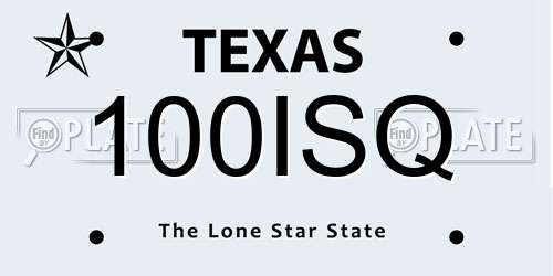 100ISQ Texas License Plate