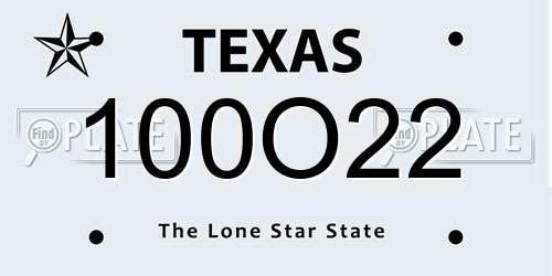 100O22 Texas License Plate