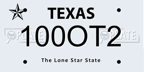 100OT2 Texas License Plate