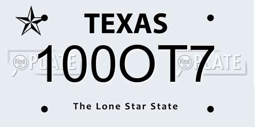 100OT7 Texas License Plate