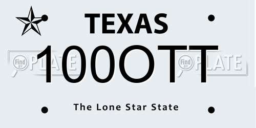100OTT Texas License Plate