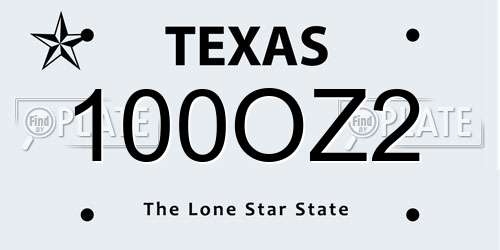 100OZ2 Texas License Plate