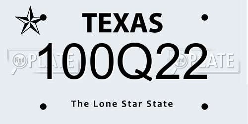 100Q22 Texas License Plate