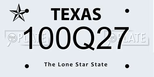 100Q27 Texas License Plate