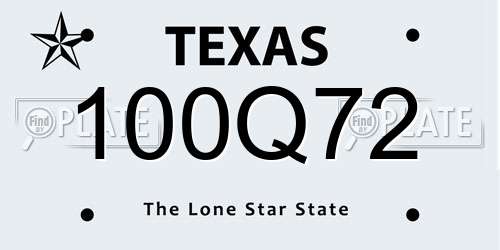 100Q72 Texas License Plate