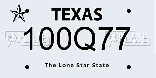 100Q77 Texas License Plate
