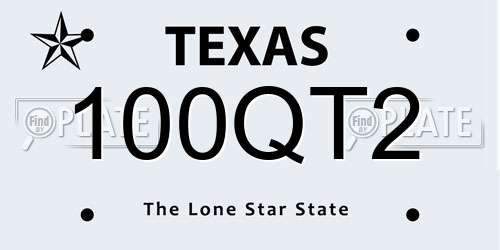 100QT2 Texas License Plate