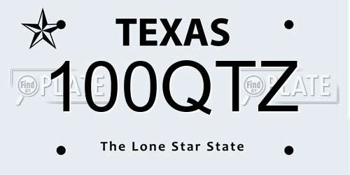 100QTZ Texas License Plate
