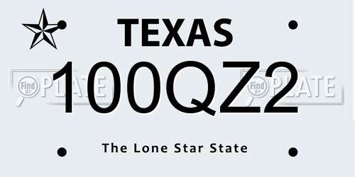 100QZ2 Texas License Plate