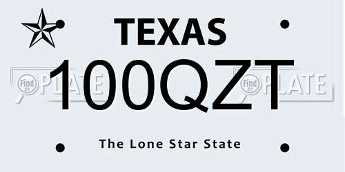 100QZT Texas License Plate