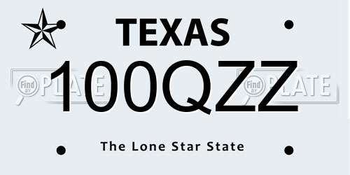 100QZZ Texas License Plate