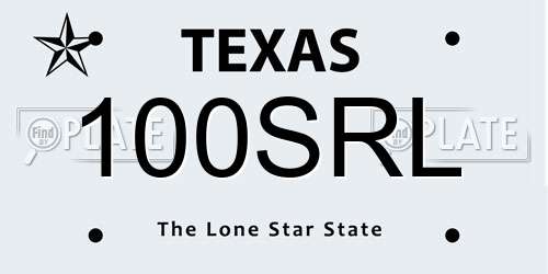 100SRL Texas License Plate