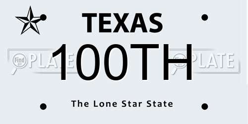 100TH Texas License Plate