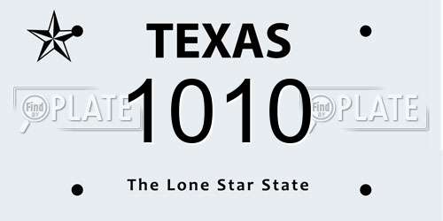 1010 Texas License Plate