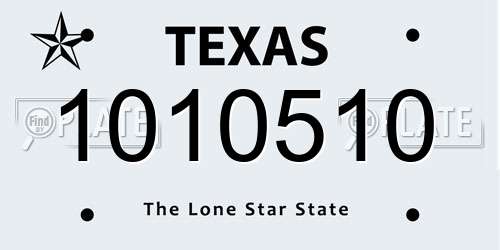 1010510 Texas License Plate