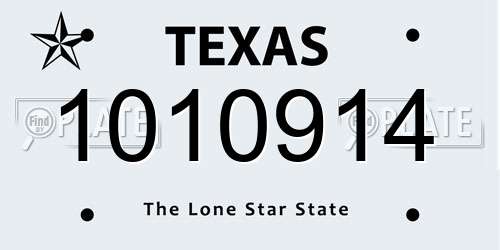 1010914 Texas License Plate